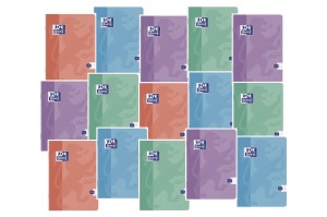 OXFORD PAKIET zeszytów A5 60 kartek TOUCH kratka PASTEL 15 szt  + KALENDARZ TOP