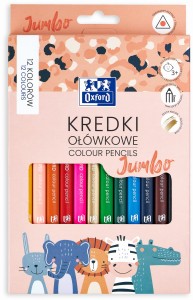 OXFORD KREDKI OŁÓWKOWE KIDS JUMBO 12 KOLORÓW