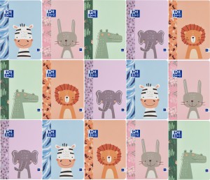 PAKIET 15 SZT ZESZYTÓW OXFORD KIDS A5/16K LINIA PODWÓJNA KOLOROWA