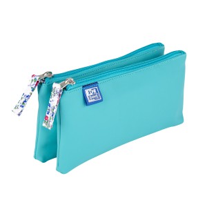 PIÓRNIK SASZETKA PODWÓJNA OXFORD FLORAL PASTEL turkusowy