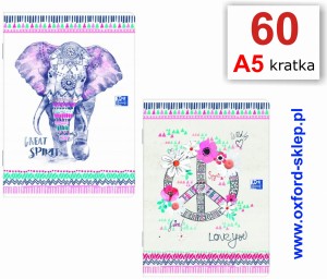 OXFORD ZESZYT BOHO A5 KRATKA 60 KARTEK 90G